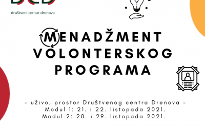 Najava radionice „Menadžment volonterskog programa“ u sklopu projekta „Društveni centar Drenova“