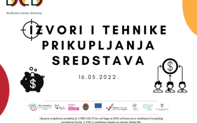 Najava radionice o o izvorima i tehnikama prikupljanja sredstava u sklopu projekta „Društveni centar Drenova“