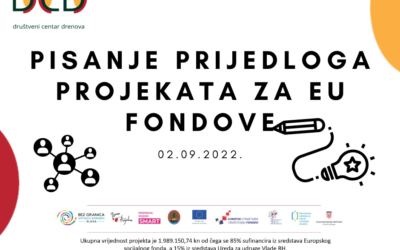 Najava radionice o pisanju prijedloga projekta za EU fondove u sklopu projekta „Društveni centar Drenova“