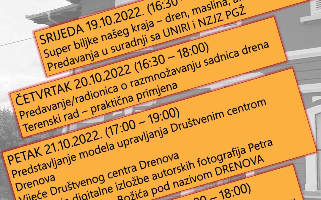 Počinju Dani drenjule u Društvenom centru Drenova