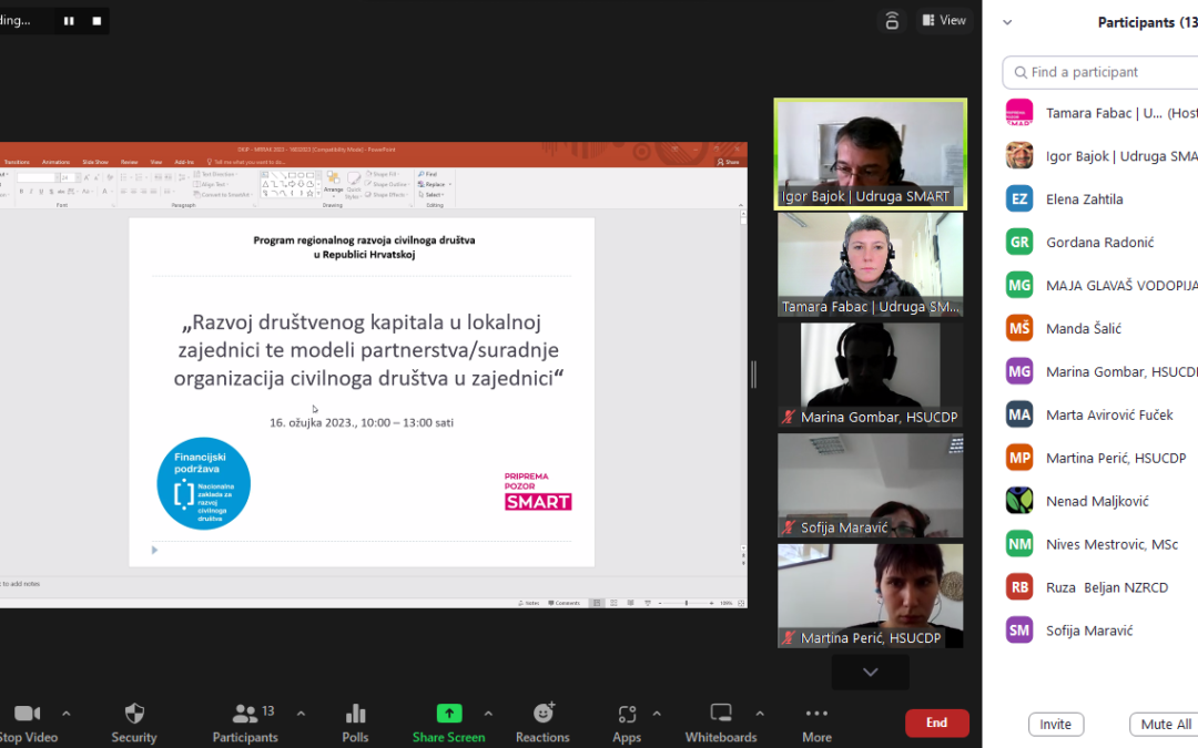 Održana radionica pod nazivom “Razvoj društvenog kapitala u lokalnoj zajednici te modeli partnerstva/suradnje organizacija civilnoga društva” u zajednici“